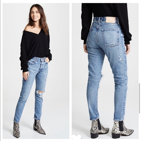 Moussy Jeans Vintage Jeans MV Isabel Taper Tapered Jeans in Blue 25 - Picture 1 of 12